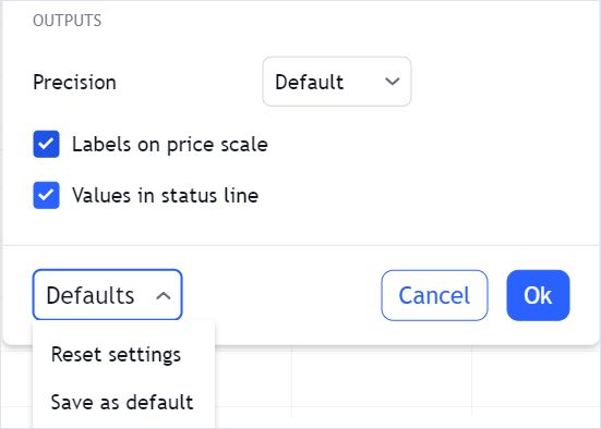 Defaults dropdown list